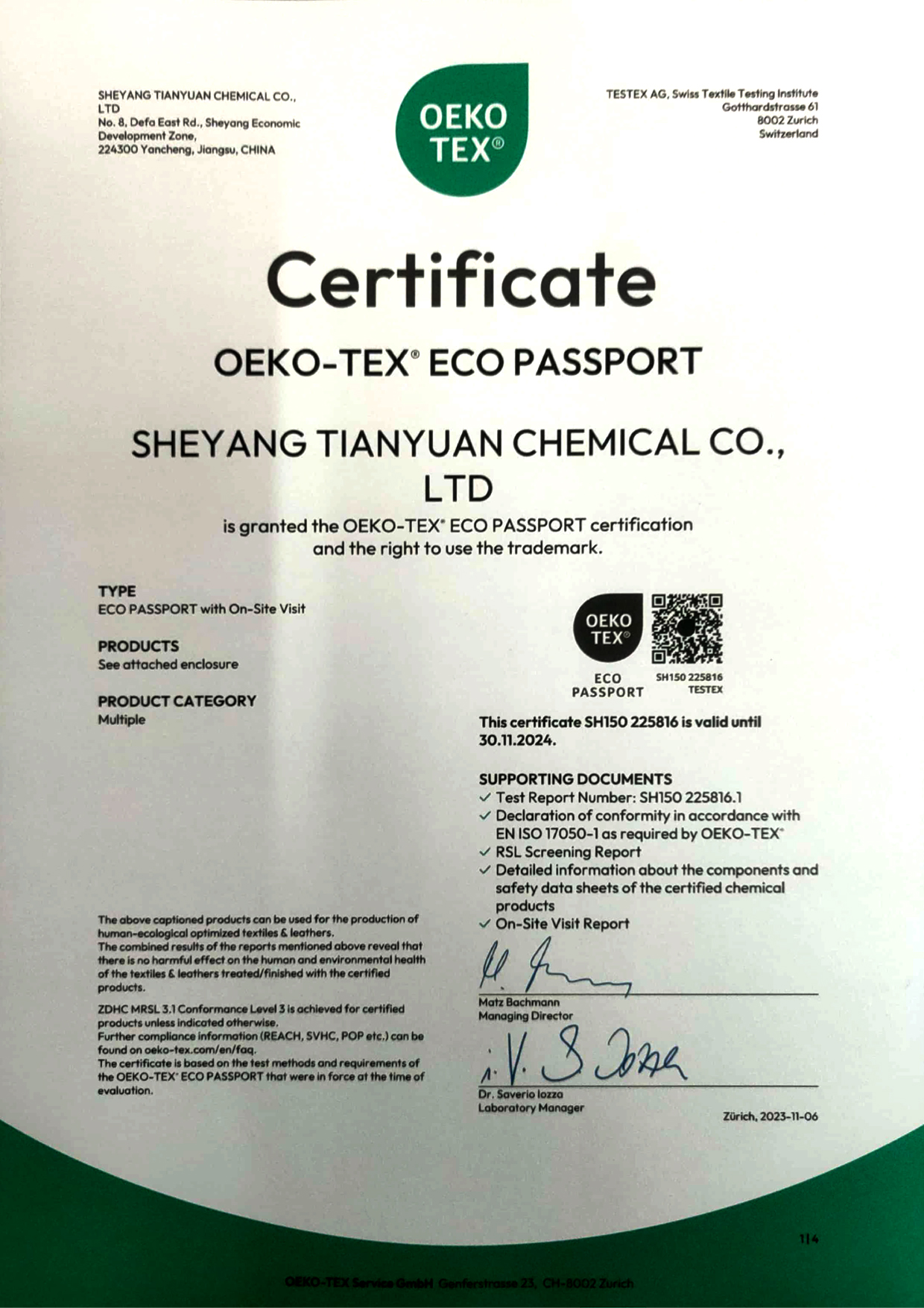 OEKO-TEX ECO PASSPORT